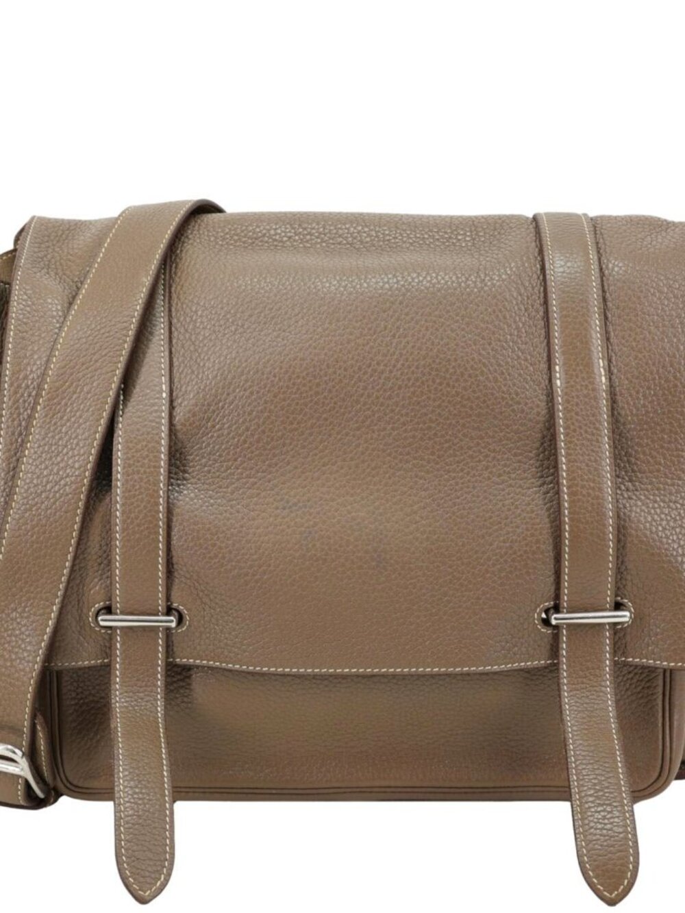 Hermes Steve Taurillon Clemence Leather Messenger Bag Brown